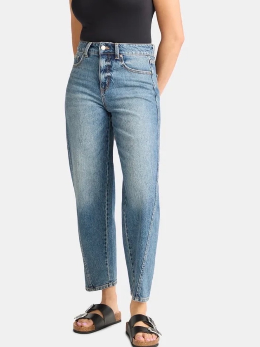 Time and Tru Women's High Rise Barrel Jean, 26.5" Inseam